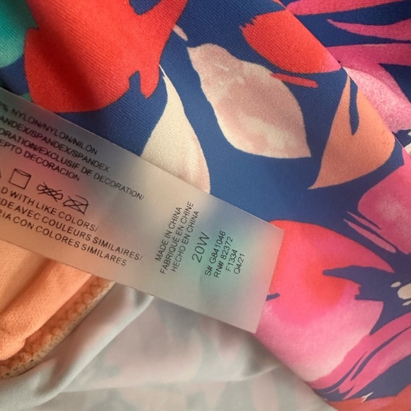 Raisins Floral One Piece Swimsuit Top - Pink and Blue - Picture 5 of 8